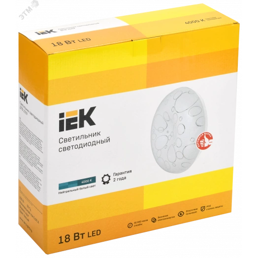 Светильник светодиодный ДПБ 2009 18Вт IP20 4000К круг белый IEK