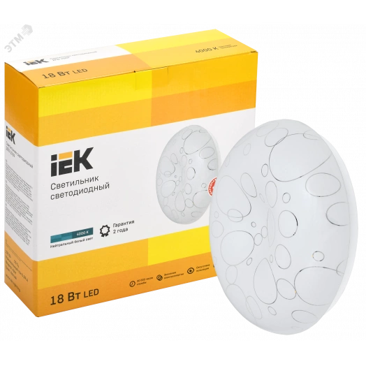 Светильник светодиодный ДПБ 2009 18Вт IP20 4000К круг белый IEK