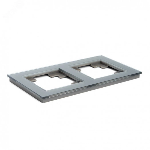 Рамка двухместная горизонтальная, Катрин, серебро,