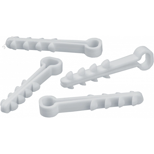 Дюбель-хомут для плоского кабеля 5х8мм белый (100 шт в упак)