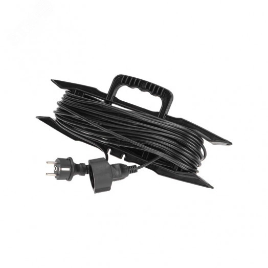 Удлинитель-шнур на рамке ПВС 3х0,75 мм2, 20 м, с/з, 6 А, 1300 Вт, IP20, черный