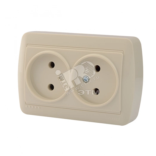 Демет Розетка двойная без заземления закрытый корпус крем