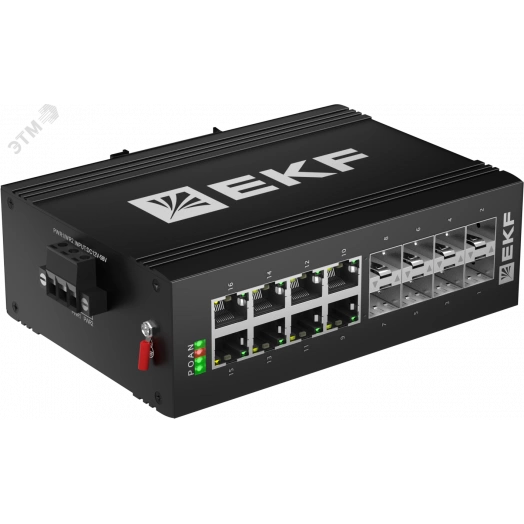 Коммутатор промышленный неуправляемый U-8GX/SFP-8GT, 8 портов 1000Base-X SFP, 8 портов 10/100/1000Base-T(X) RJ45, монтаж на динрейку TSX EKF