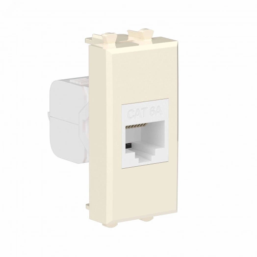 Avanti Компьютерная розетка RJ-45 без шторки модульная, кат.6А,  Ванильная дымка, 1 модуль