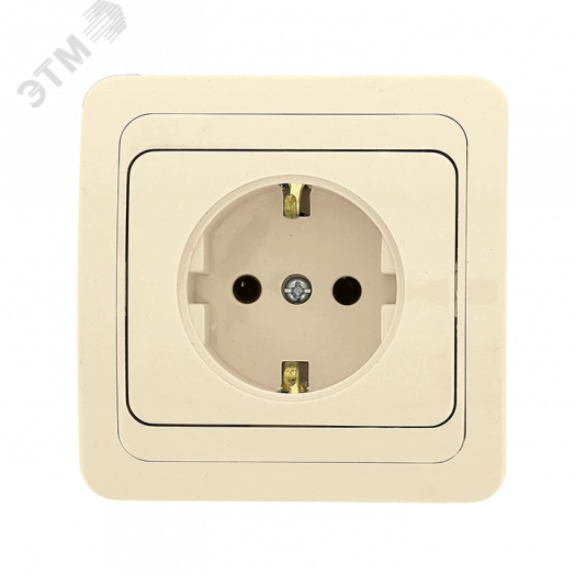 Лондон Розетка с заземлением 16А бежевая