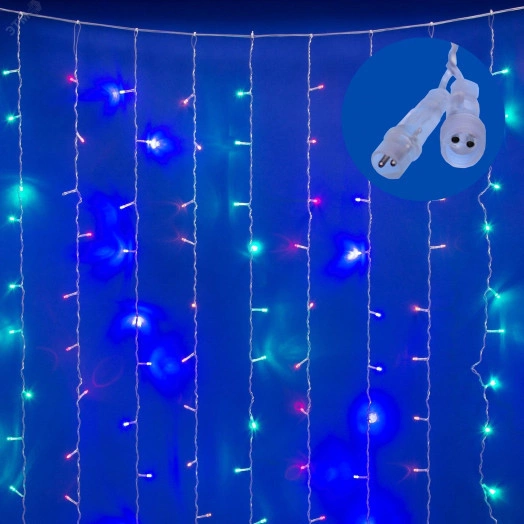 Занавес светодиодный с эффектом мерцания ULD-C3020-240/TTK MULTI IP44 3х2м Соединяемый 240 светодиодов Разноцветный свет Провод прозрачный