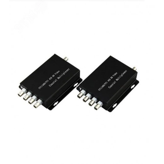 Уплотнитель видеосигнала по коаксиланому кабелю (комплект) на 4вх, до 100м, AHD/CVBS/CVI/TVI,