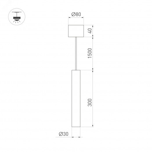 Светильник SP-PIPE-HANG-L300-R30-9W Warm3000 (WH, 24 deg, 230V) (, IP20 Металл, 3 года)