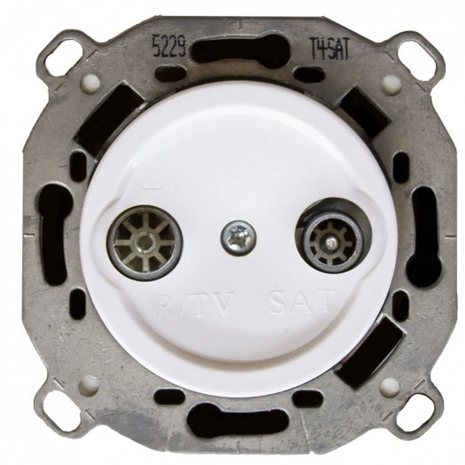 Розетка TV/R-SAT проходная (скрытый монтаж), Белый