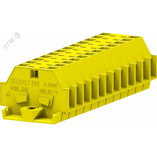 Клемма TB 1-1 с бок. подключ. с фиксирующим фланцем, желтая