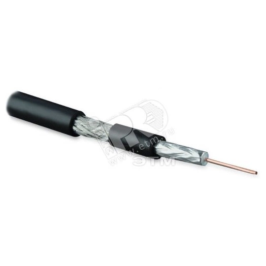Кабель коаксиальный SAT703N. 75 Ом. жила - 17 AWG (1.13 мм. медь.solid). экран - фольга+оплетка (луженная медь. 45%). общий диаметр 6.6мм. изоляция PVC. черный (бухта 500 м)