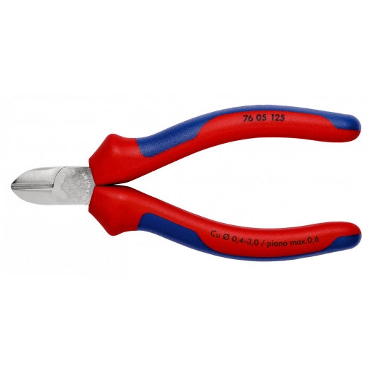 Бокорезы для электромеханика резка - мягкая проволока 3мм проволока средней твердости 23мм твердая проволока 15мм рояльная струна (HRC 59) 06мм L=125мм хромированные 2-компонентные рукоятки