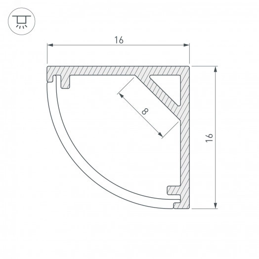 Профиль SL-KANT-H16-2000 BLACK (, Алюминий)