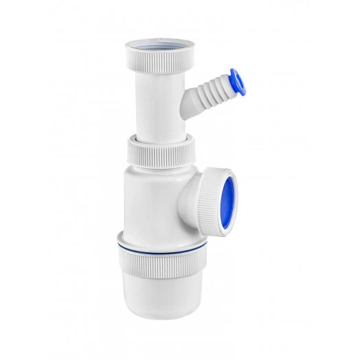Сифон ЭЛИТ для моек и раковин 1'1/2 x 40 мм без выпуска с отводом для стиральной или посудомоечной машины