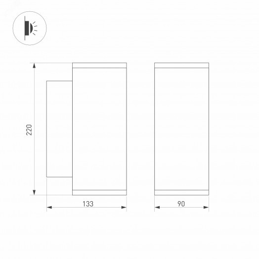 Светильник LGD-FORMA-WALL-TWIN-R90-2x12W Warm3000 (GR, 44 deg, 230V) (ARL, IP54 Металл, 3 года)