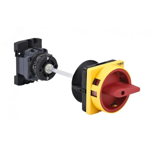 ВЫКЛЮЧАТЕЛЬ-РАЗЪЕДИНИТЕЛЬ 4P 20A IP20 С КРАСНОЙ ВЫНОСНОЙ РУКОЯТКОЙ НА ДИН-РЕЙКЕ/ПЛАТЕ С ЗАМКОМ