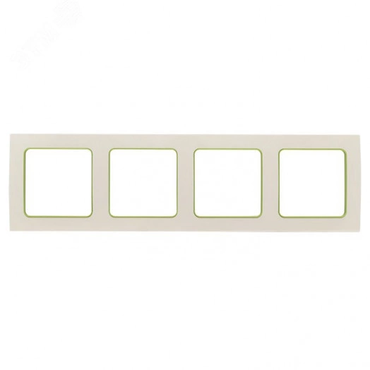 Стокгольм Рамка 4-местная белая с линией цвета зеленый