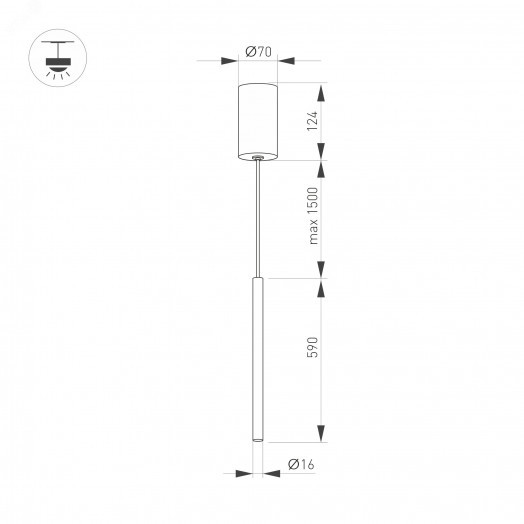 Светильник SP-UMBRA-HANG-V-L600-10W Warm3000 (GD, 120 deg, 230V) (, IP20 Металл, 3 года)