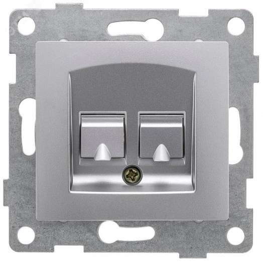 GUSI Bravo механизм розетки  телефонной RJ12, одинарной, скрытая установка.  Цвет серебро.