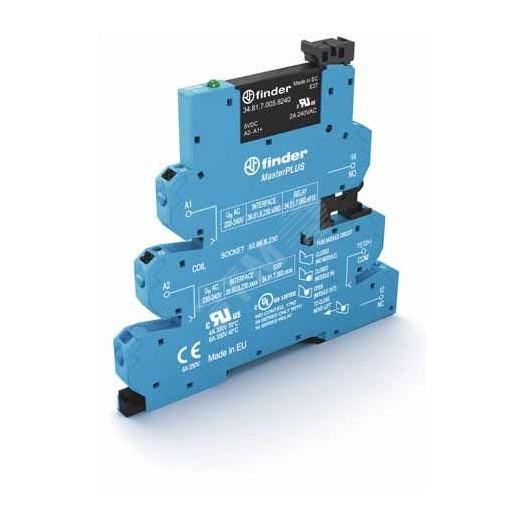 Модуль интерфейсный (сборка 34.81.7.060.9024 + 93.66.8.230), твердотельное реле, серия MasterPLUS, выход 6A (24В DC), питание 230-240В АC, категория защиты IP20, безвинтовые клеммы Push-in