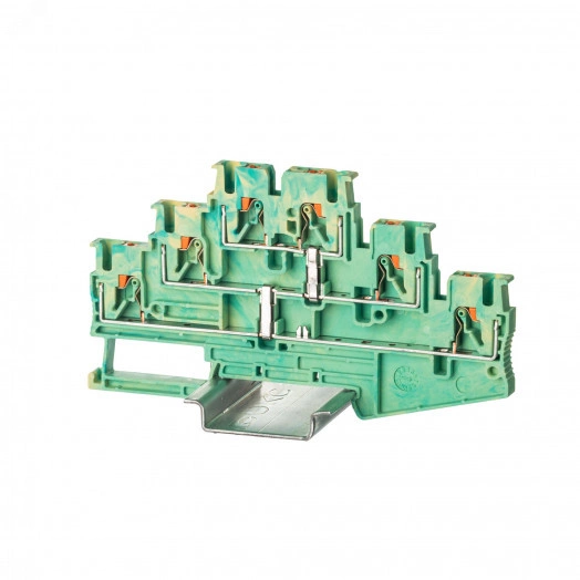 Клемма заземления трехуровневая, зажим push-in, 6 точек подключения, 2.5 кв.мм