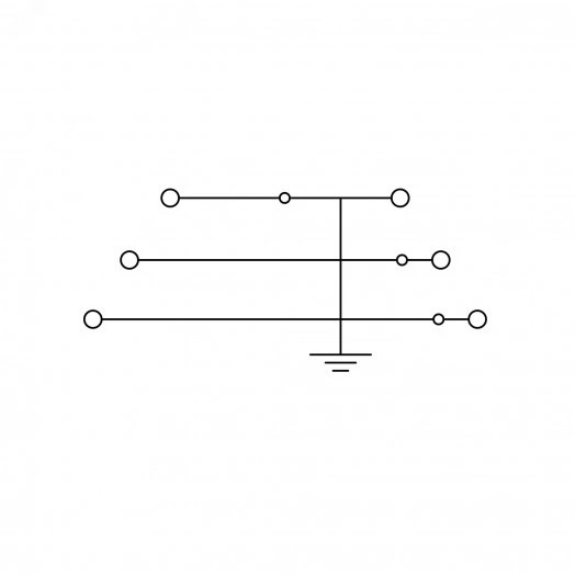 Клемма заземления трехуровневая, зажим push-in, 6 точек подключения, 2.5 кв.мм