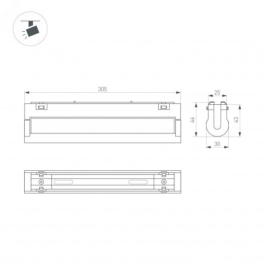 Светильник MAG-VIBE-FLAT-TURN-L305-12W Day4000 (WH, 110 deg, 48V) (Arlight, IP20 Металл, 5 лет)