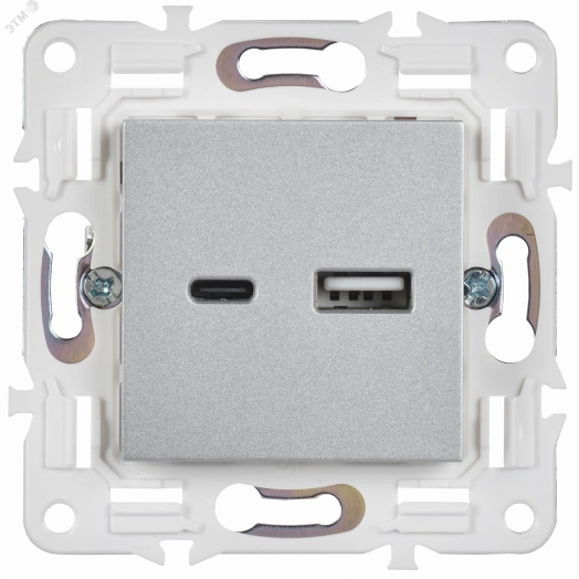 SKANDY Розетка USB A+C 18Вт SK-R13S серебряный IEK