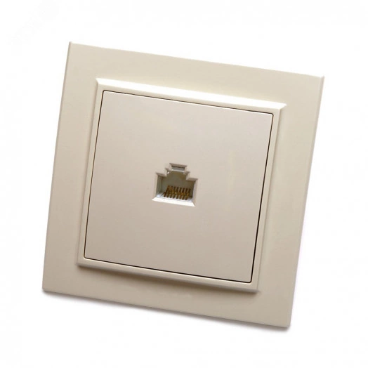 Розетка компьютерная одноместная RJ-45, серия Эрна, слоновая кость, Stekker