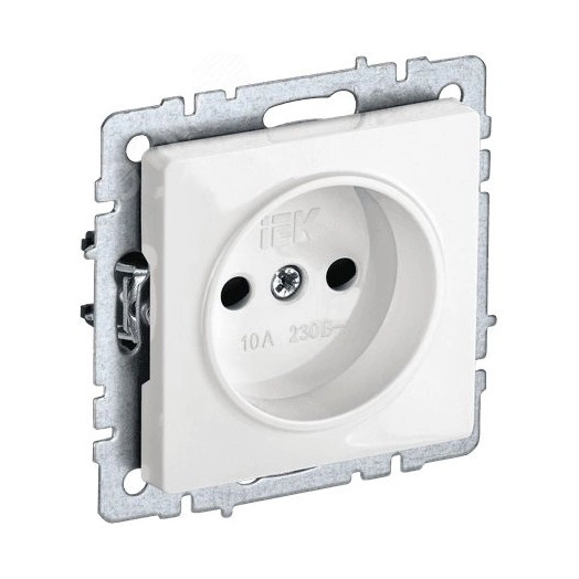 BRITE Розетка 1 пост без заземления с защитными шторками 10А РСш10-2-БрБ белый IEK