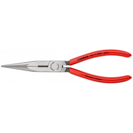 Длинногубцы с режущими кромками полукруглые прямые губки резка - проволока средней твердости 32мм твердая проволока 22мм L=200мм черные обливные рукоятки