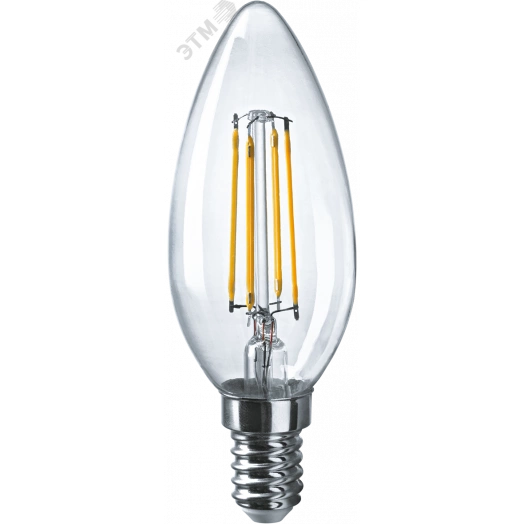 Лампа светодиодная LED 4вт E14 теплый свеча FILAMENT