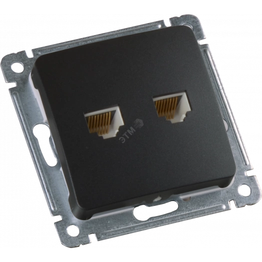 MASTER Розетка компьютерная на два присоединения, скрытой установки, в рамку, черный