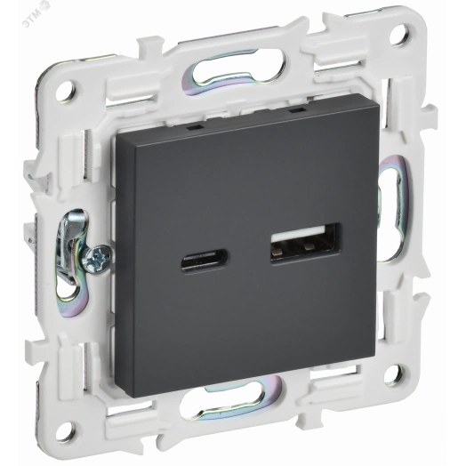 SKANDY Розетка USB A+C 3,1А SK-R14T титан IEK