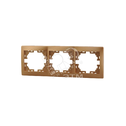 Мира Рамка 3 поста горизонтальная без вставок металлик золото