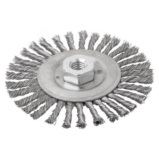 Корщетка-колесо, гайка М14, стальная витая проволока 125 мм