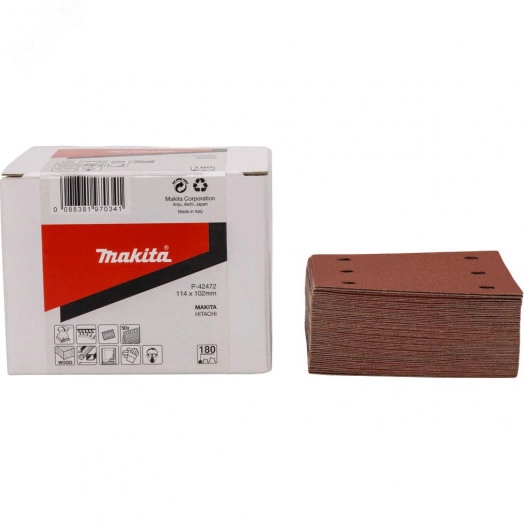 Шлифовальная бумага 93х102 мм, K180, красная, (50 шт)