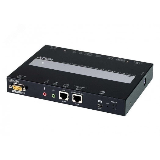 Переключатель KVM IP 1 порт, VGA, USB, PS/2, RS-232, 1920 x 1200