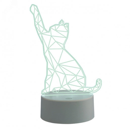 Светильник декоративный с эффектом 3D Кошка на батарейках 3AAA (не в/к) 1 светодиод RGB свет USB кабель в/к ULI-M501 RGB/3AAA CATTY/WHITE