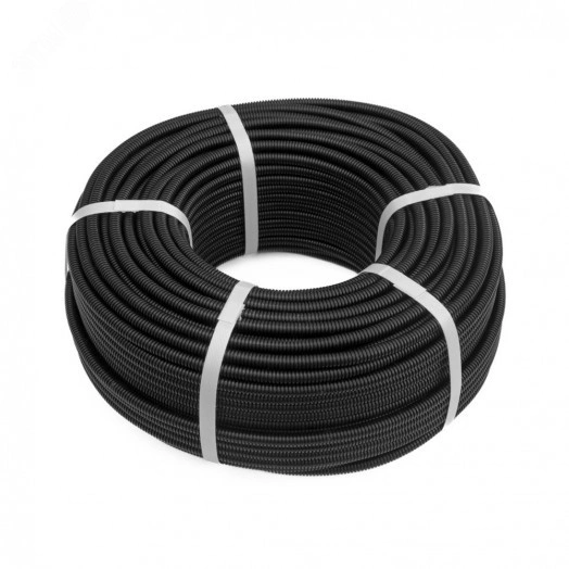 Труба гофрированная ПП легкая 350 Н безгалогенная (HF) стойкая к ультрафиолету черная dвн 7,0 мм, dнар 10,0 мм (100м/уп) Промрукав