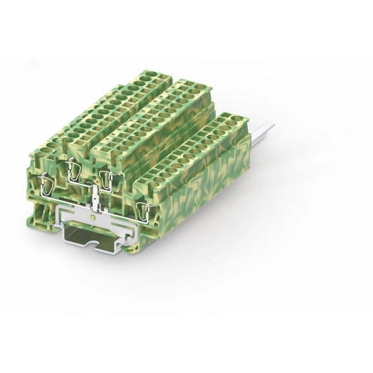 Клемма TC 2-уровневая, земля, сечение 2,5 мм. кв., желто-зеленая