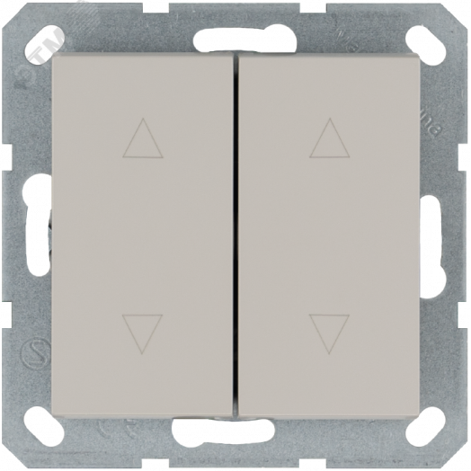 Выключатель двухклавишный для штор 10A 250V~ с накладкой, цвет Тауп