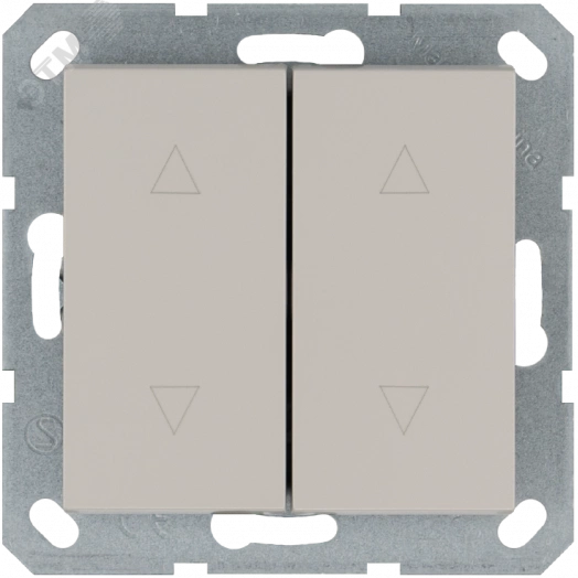 Выключатель двухклавишный для штор 10A 250V~ с накладкой, цвет Тауп