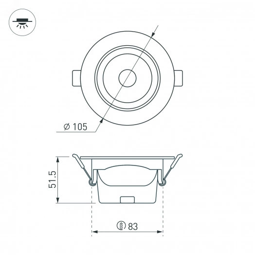 Светильник LTD-POLAR-TURN-R105-10W Day4000 (WH, 36 deg, 230V) (ARL, IP20 Пластик, 3 года)