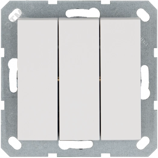 Выключатель трехклавишный 10A 250V~ с накладкой, цвет белый глянцевый