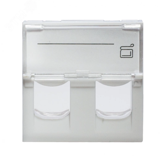 Панель лицевая 2 порта 45х45 Keystone шторки, откидное маркировочное окно