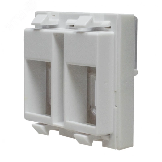 Панель лицевая 2 порта 45х45 Keystone шторки, откидное маркировочное окно