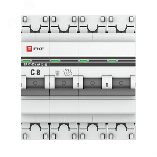 Выключатель автоматический четырехполюсный 8А С ВА47-63 4.5кА PROxima