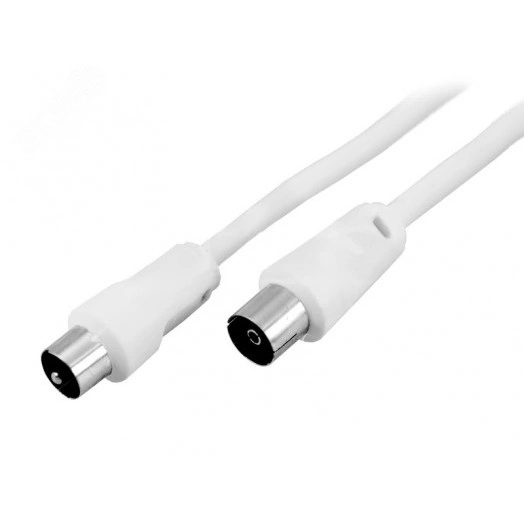 Шнур ТВ гнездо - ТВ штекер, длина 3 метра, белый,