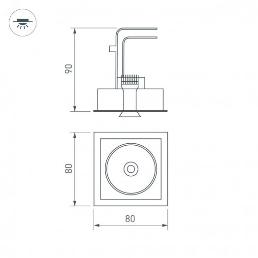 Светильник CL-SIMPLE-S80x80-9W Warm3000 (BK, 45 deg) (ARL, IP20 Металл, 3 года)